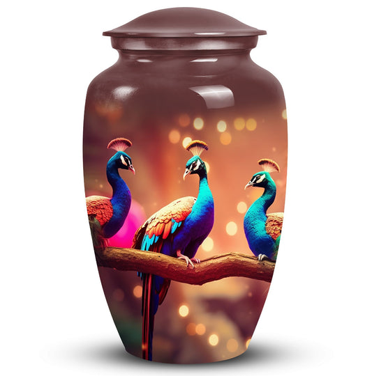 Peacock Cremation Urn in Aluminium
