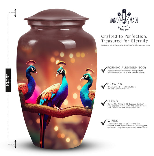 Peacock Cremation Urn in Aluminium