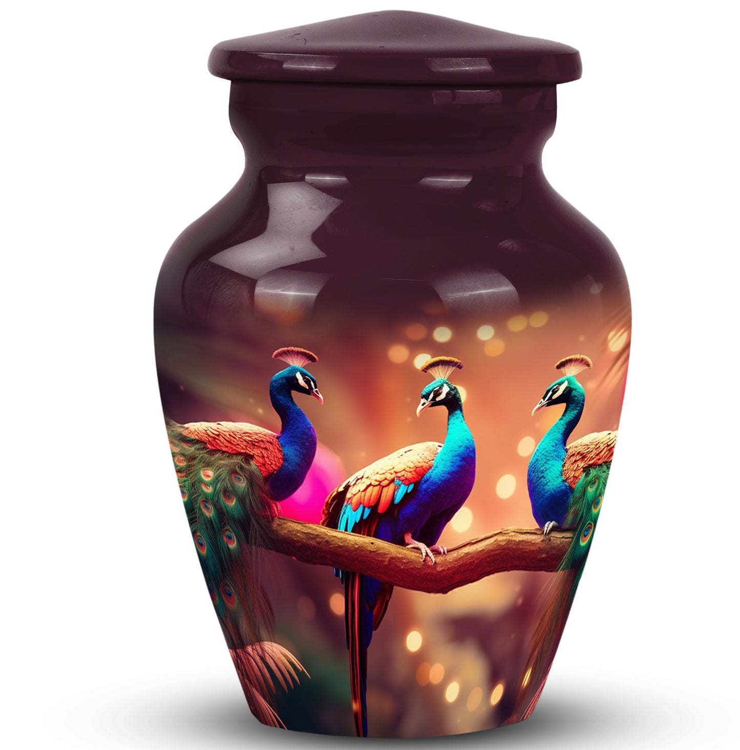 Peacock Cremation Urn in Aluminium