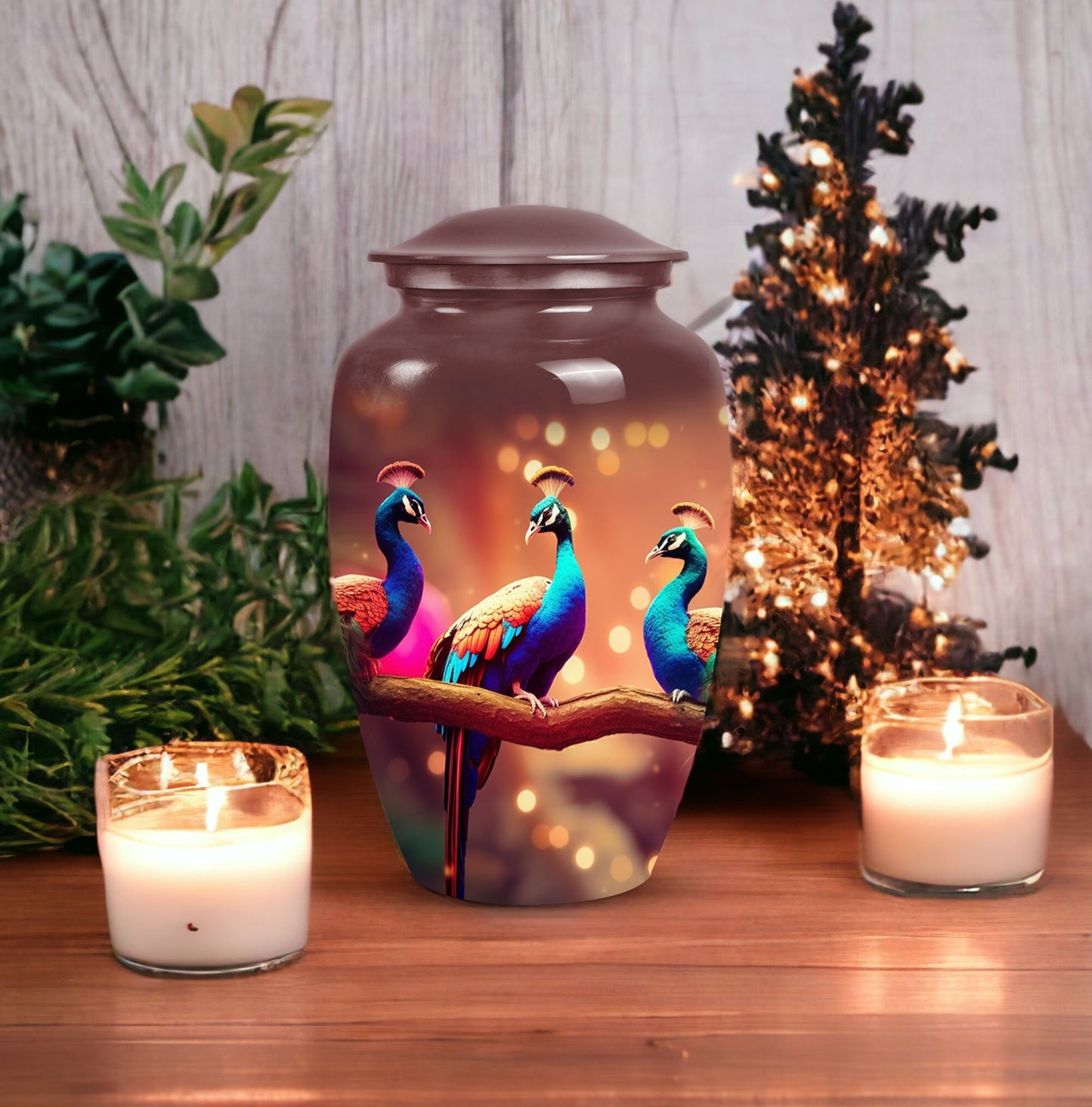 Peacock Cremation Urn in Aluminium