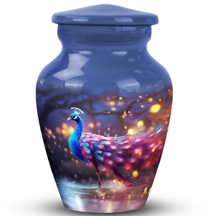 Large classic Peacock Urn for Human Ashes made of Aluminium