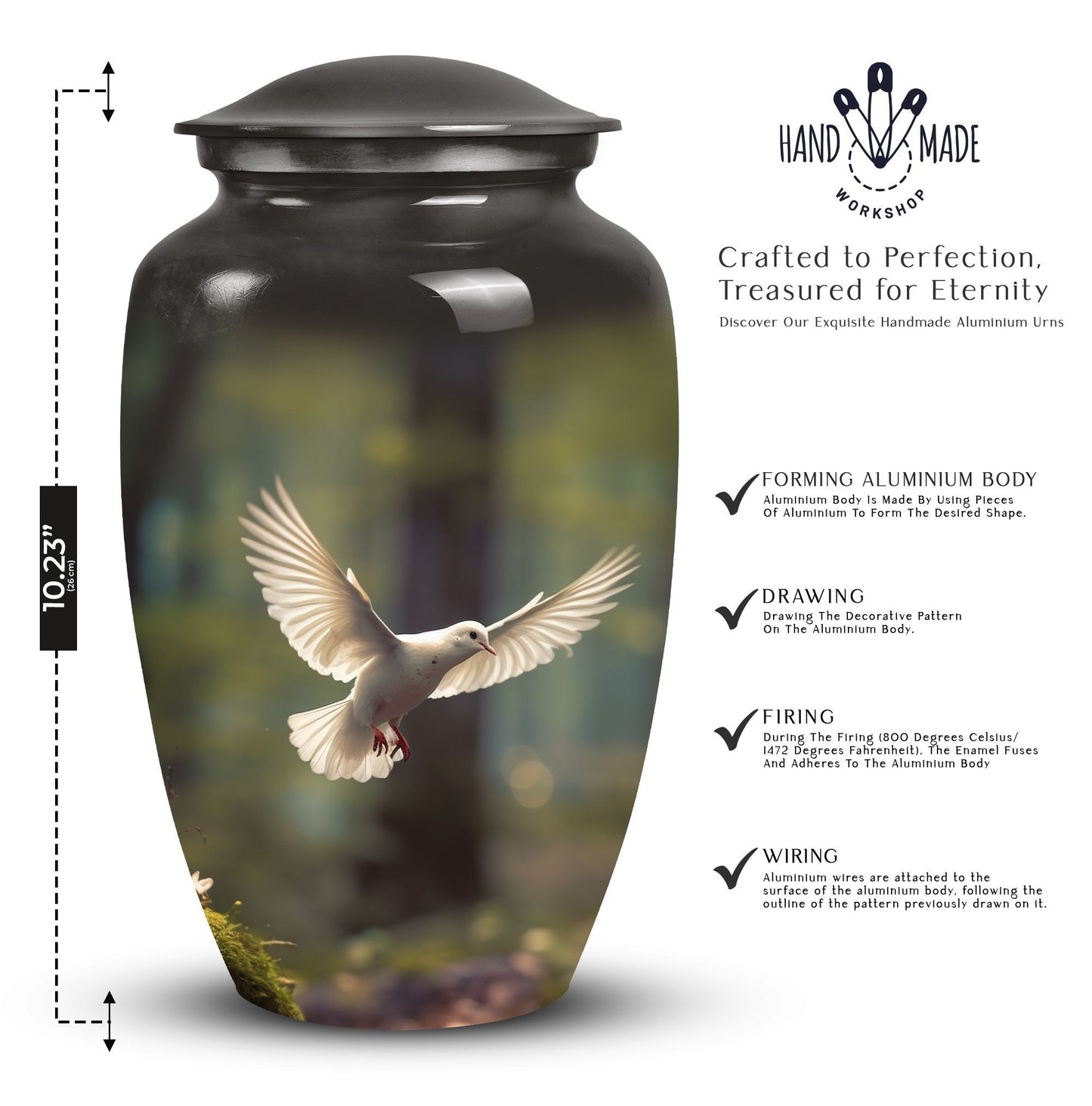 Large Classic Dove Flying Memorial Urn for Ashes