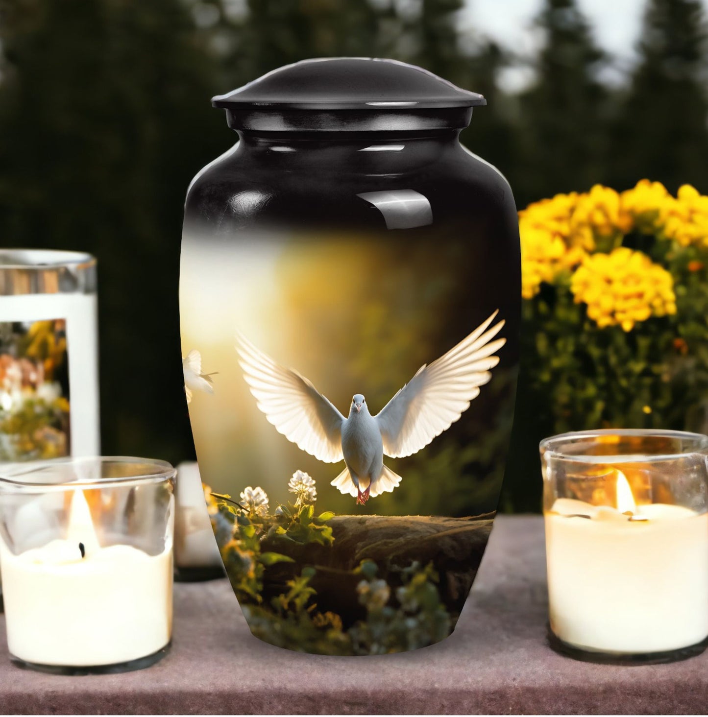 Classic Dove Urn for ashes, Large and Personalized Urn.