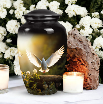 Classic Dove Urn for ashes, Large and Personalized Urn.