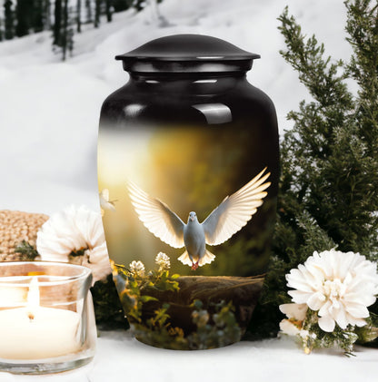 Classic Dove Urn for ashes, Large and Personalized Urn.