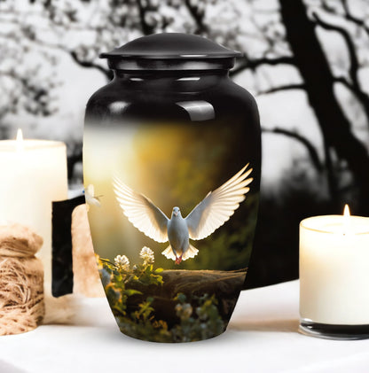 Classic Dove Urn for ashes, Large and Personalized Urn.