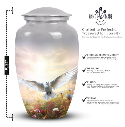 Classic Dove Urn for Ashes with Personalized Engraving.