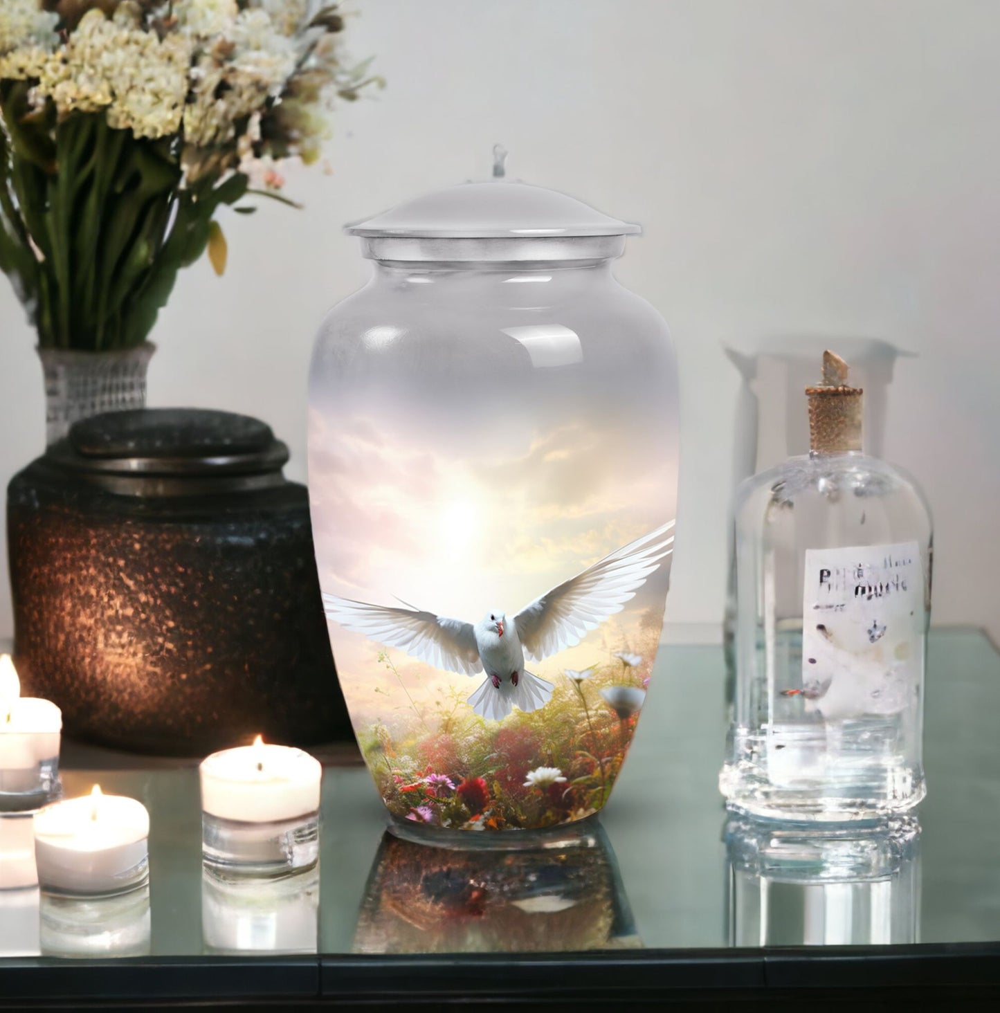 Classic Dove Urn for Ashes with Personalized Engraving.