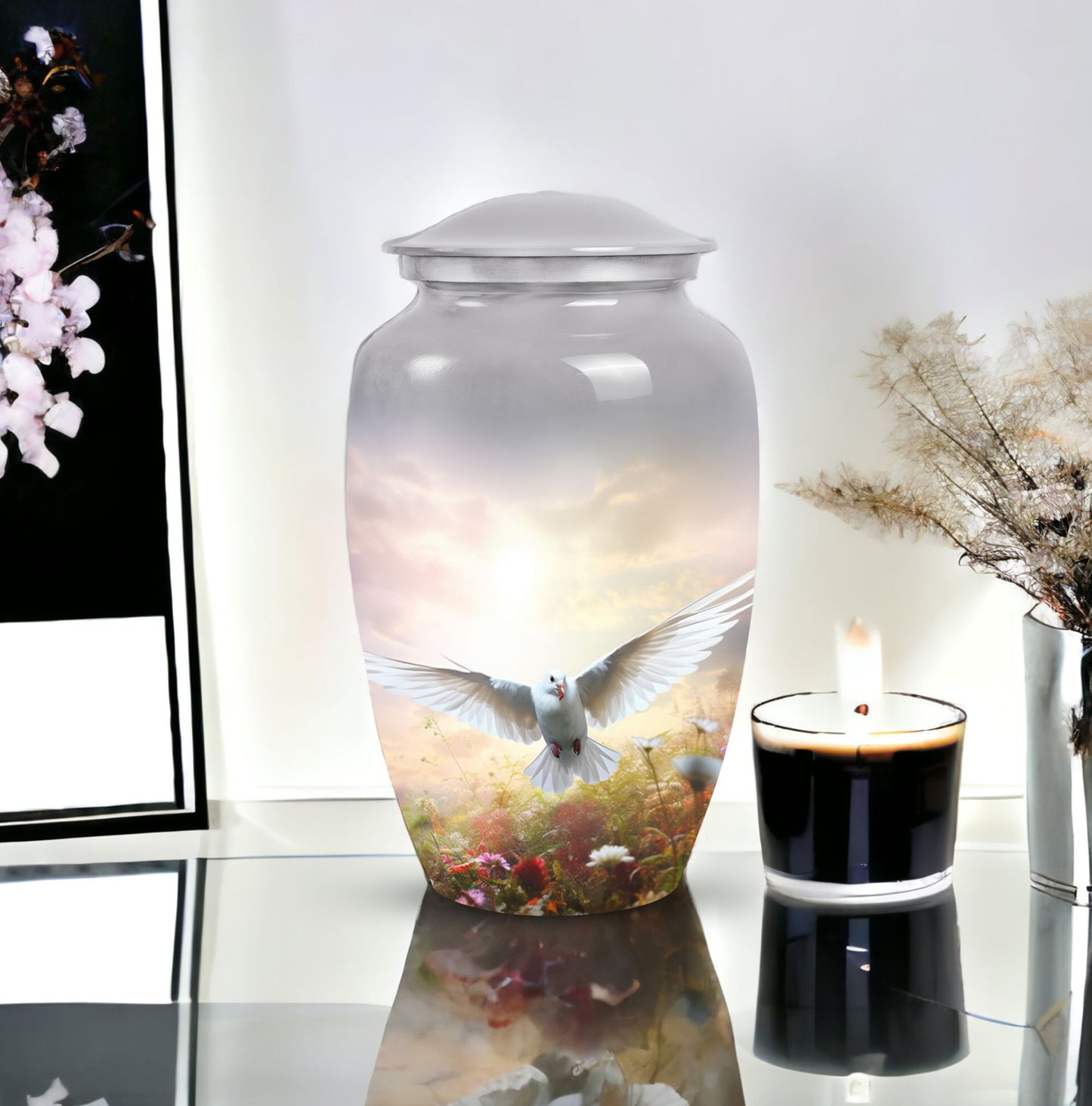 Classic Dove Urn for Ashes with Personalized Engraving.