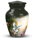 Classic Dove flying Memorial urn for cremation, customizable.
