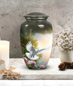 Classic Dove flying Memorial urn for cremation, customizable.