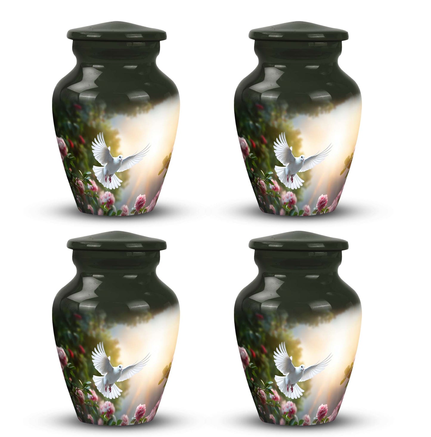 Classic Dove flying Memorial urn for cremation, customizable.