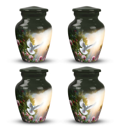 Classic Dove flying Memorial urn for cremation, customizable.