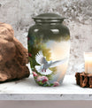 Classic Dove flying Memorial urn for cremation, customizable.