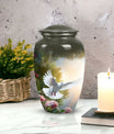 Classic Dove flying Memorial urn for cremation, customizable.