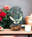 Large classic Dove urn for human ashes with personalization.