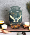 Large classic Dove urn for human ashes with personalization.