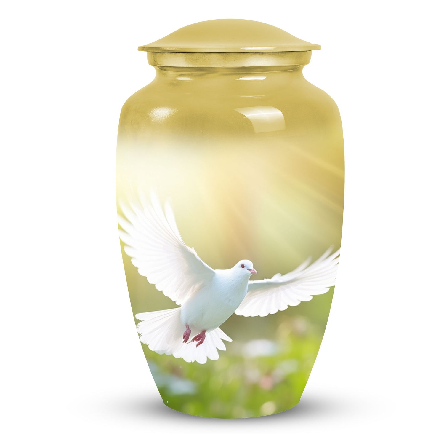 Eternal Peace Dove Urn, small aluminium urn for ashes.