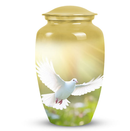 Eternal Peace Dove Urn, small aluminium urn for ashes.