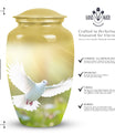 Eternal Peace Dove Urn, small aluminium urn for ashes.
