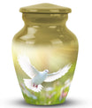 Eternal Peace Dove Urn, small aluminium urn for ashes.