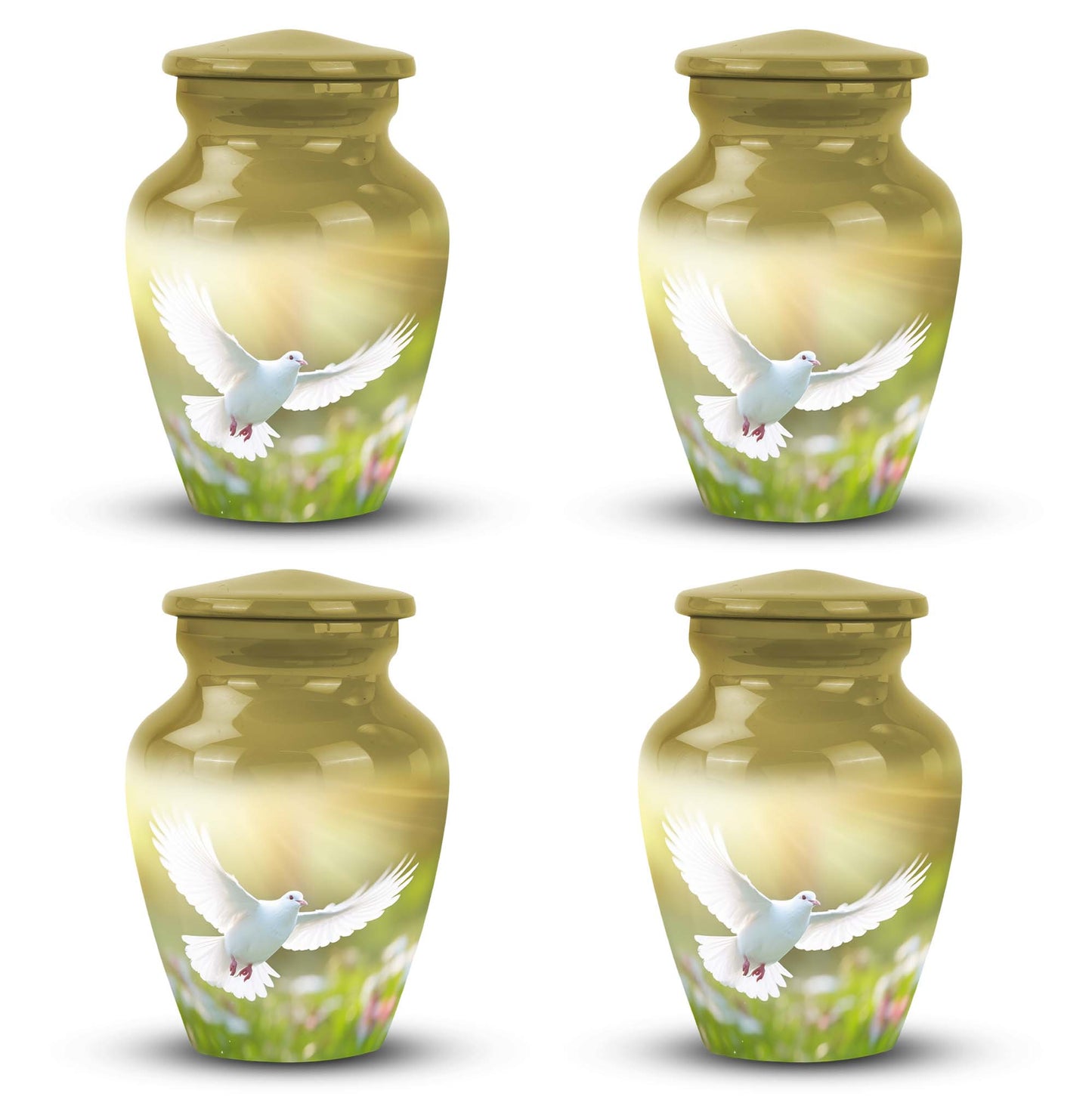 Eternal Peace Dove Urn, small aluminium urn for ashes.