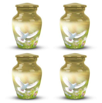 Eternal Peace Dove Urn, small aluminium urn for ashes.