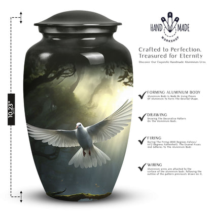 Personalized Dove Symbol of Hope Aluminium Cremation Urn