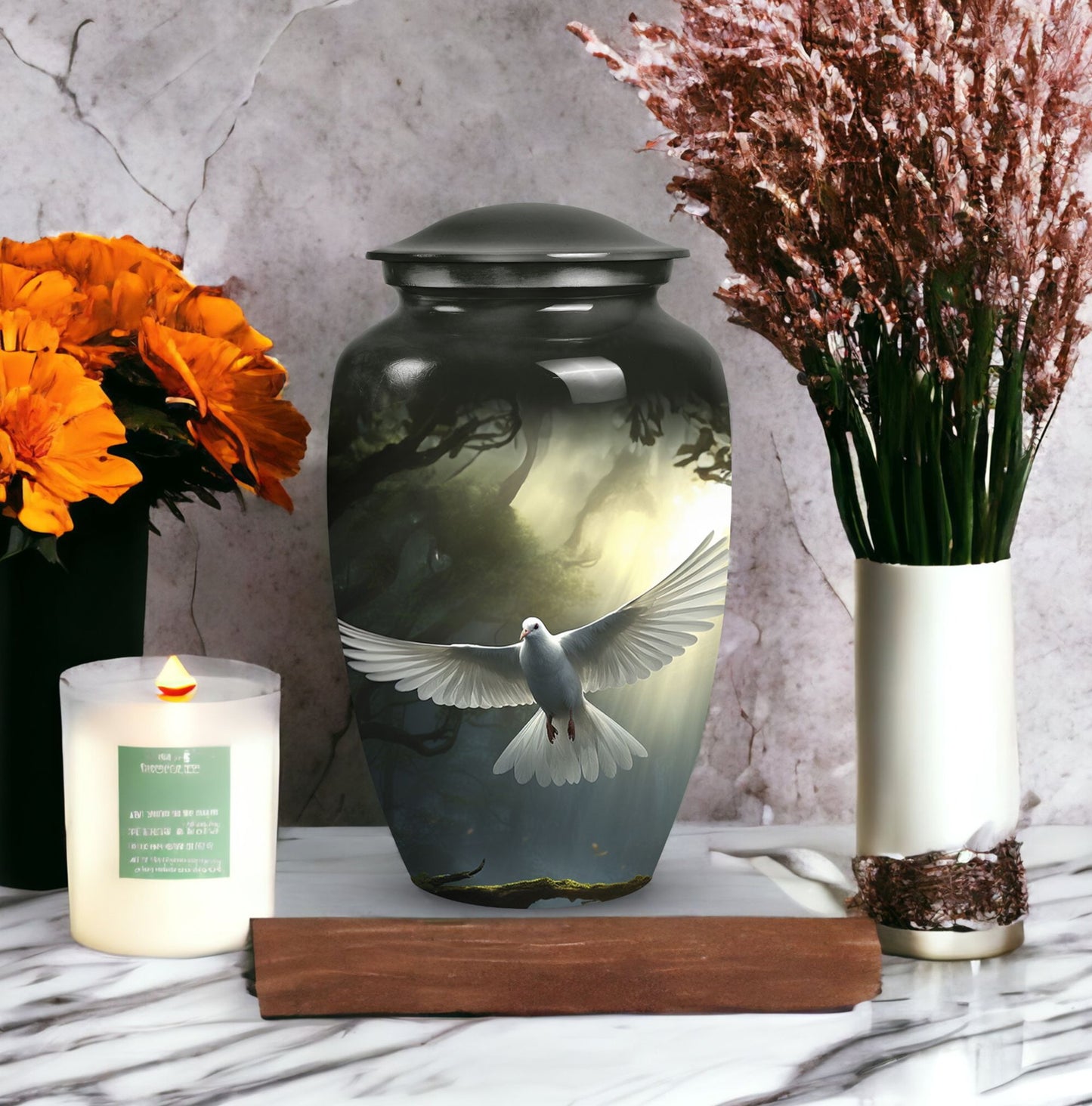 Personalized Dove Symbol of Hope Aluminium Cremation Urn