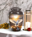 Dove Memorial Urn, aluminum cremation urn for men's ashes.