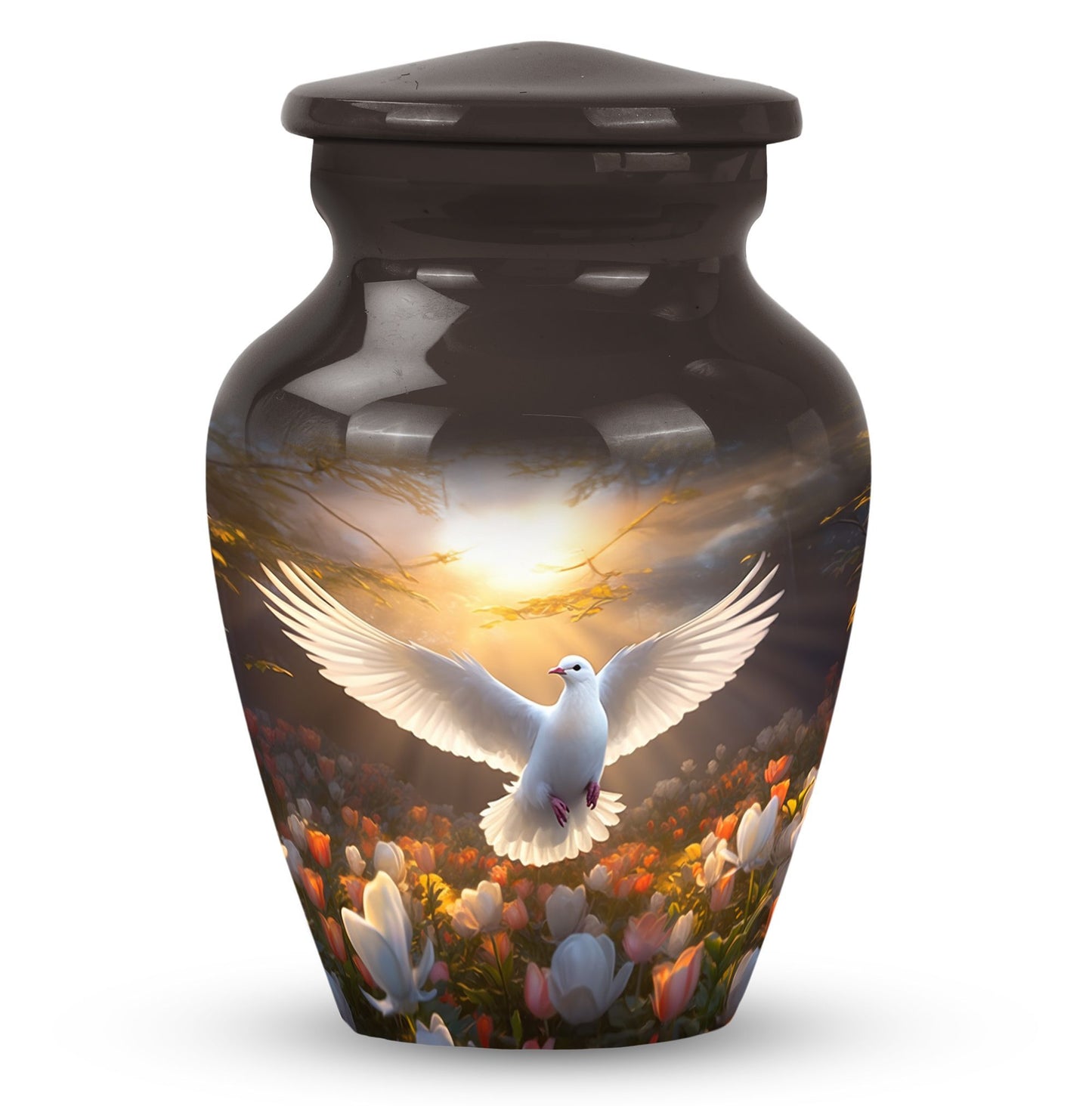 Dove Memorial Urn, aluminum cremation urn for men's ashes.