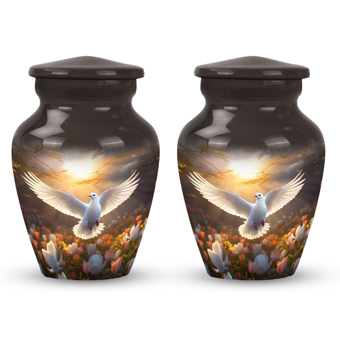 Dove Memorial Urn, aluminum cremation urn for men's ashes.