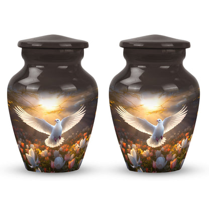 Dove Memorial Urn, aluminum cremation urn for men's ashes.