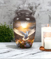 Dove Memorial Urn, aluminum cremation urn for men's ashes.