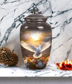 Dove Memorial Urn, aluminum cremation urn for men's ashes.