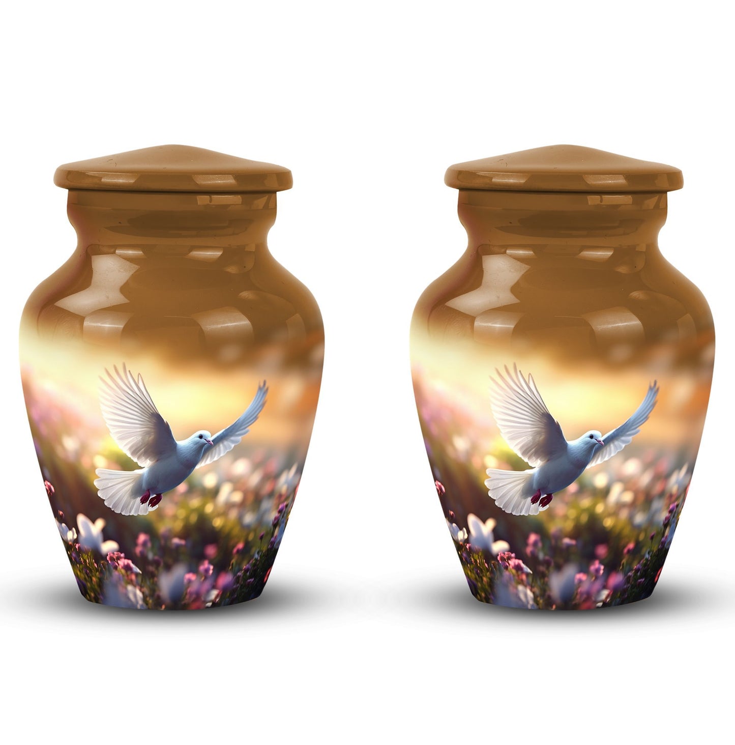 Classic Dove urn for human ashes, 3 inch aluminium.