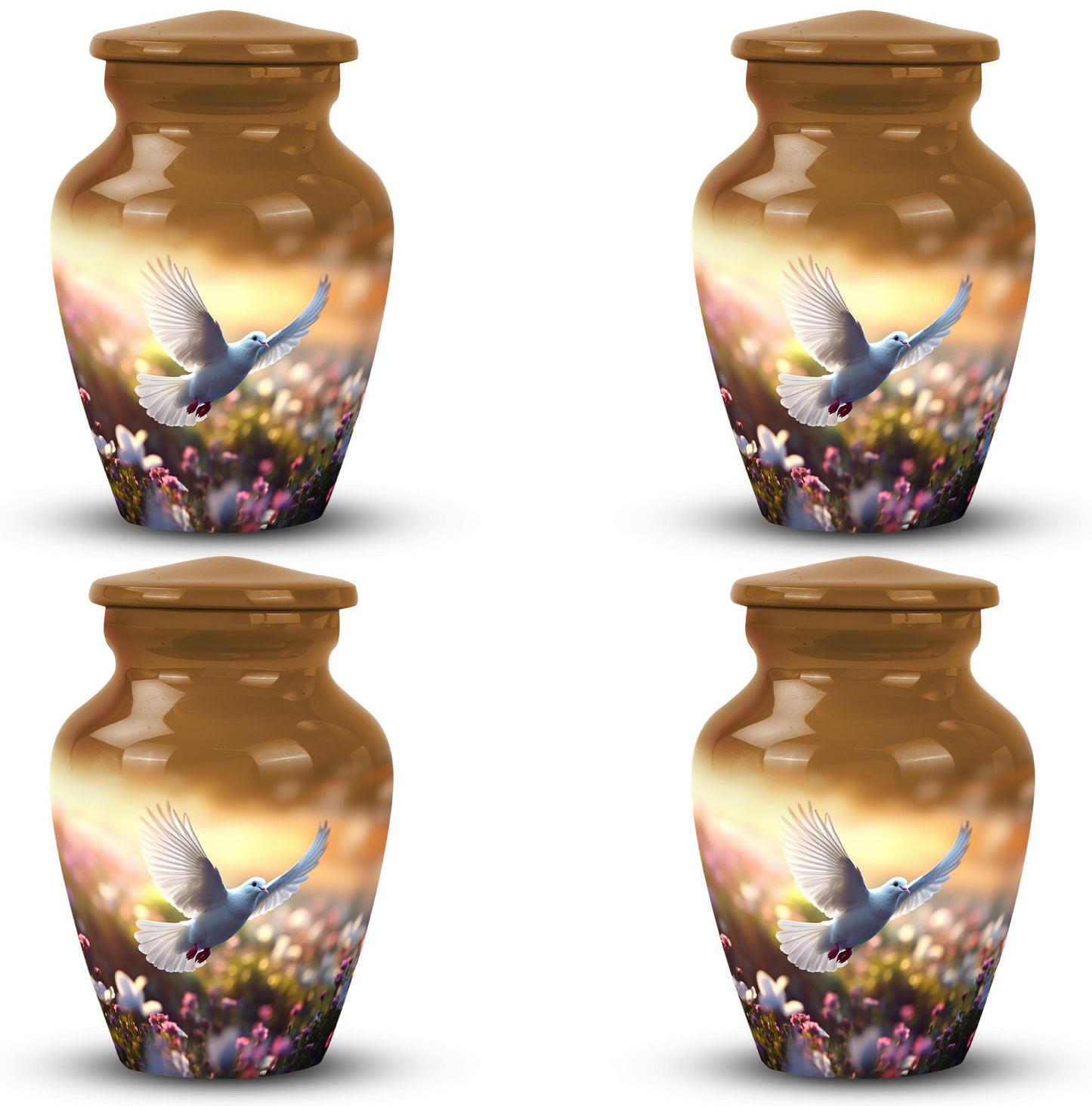 Classic Dove urn for human ashes, 3 inch aluminium.