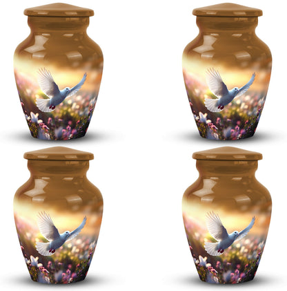 Classic Dove urn for human ashes, 3 inch aluminium.