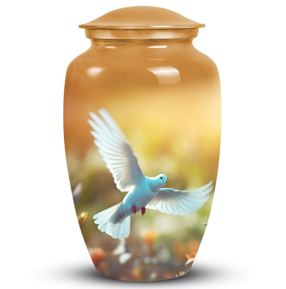 Classic Dove Urn, Large Aluminium Urn for Cremated Remains