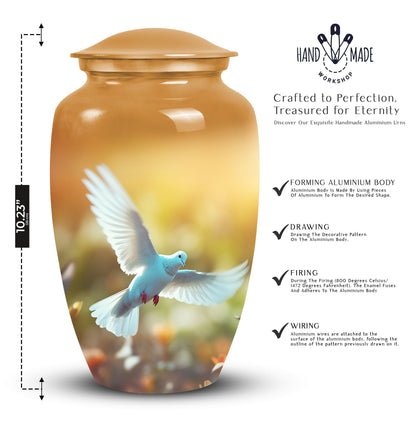 Classic Dove Urn, Large Aluminium Urn for Cremated Remains