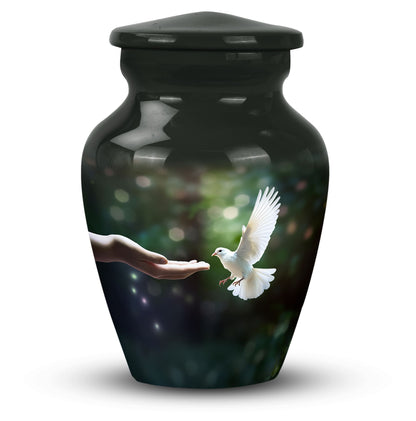 Dove Memorial Cremation Urn in aluminium.