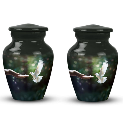 Dove Memorial Cremation Urn in aluminium.