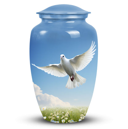 Classic Dove Urn for Ashes, Large Aluminium Urn Container.