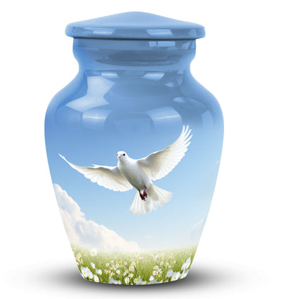 Classic Dove Urn for Ashes, Large Aluminium Urn Container.