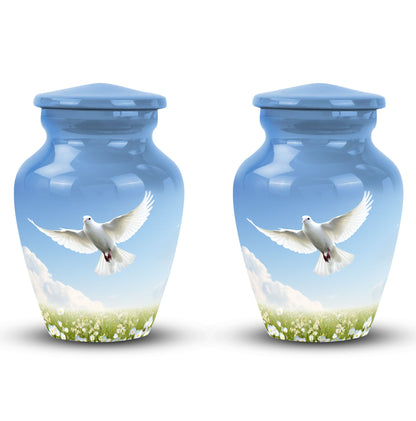 Classic Dove Urn for Ashes, Large Aluminium Urn Container.