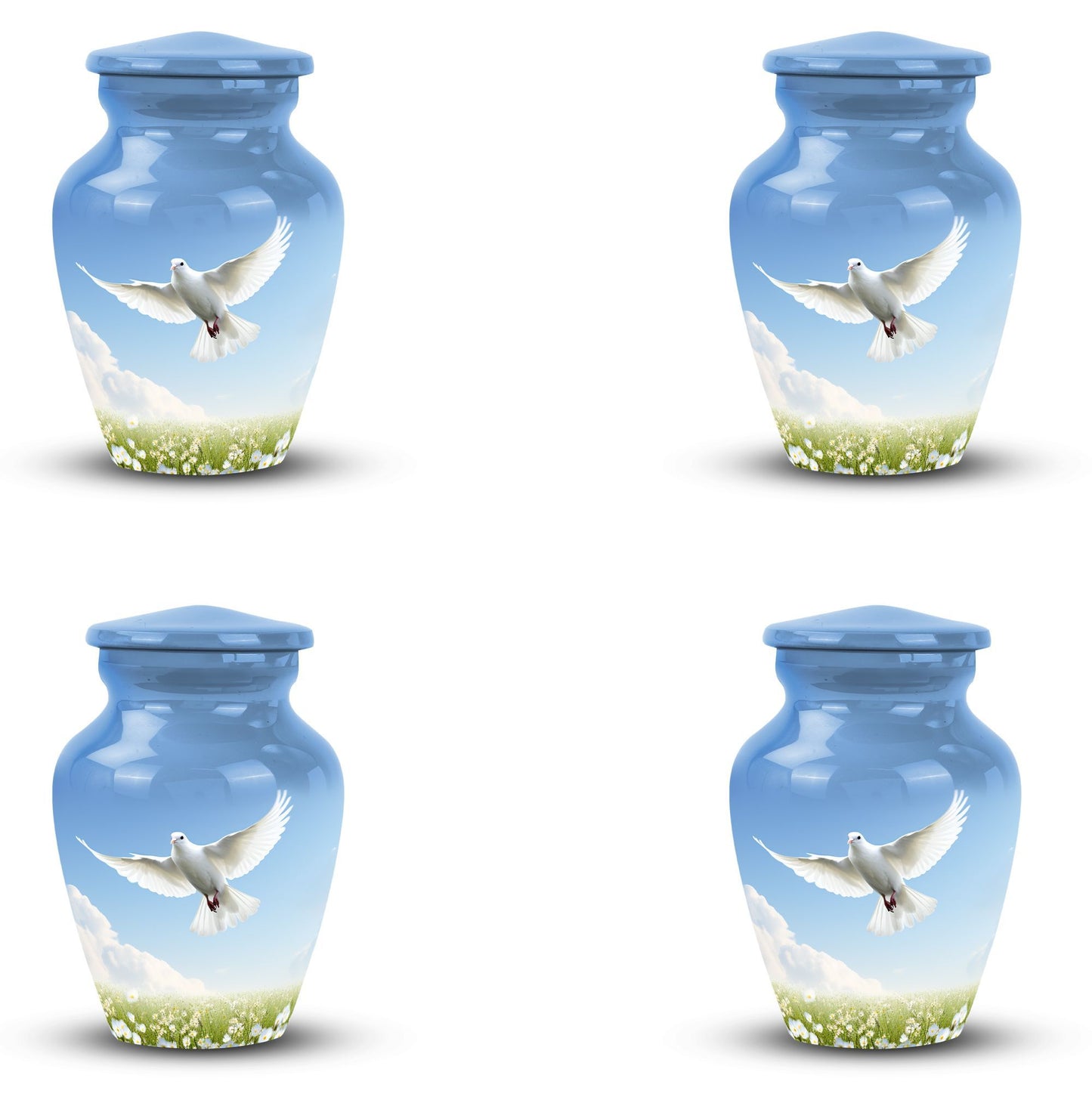 Classic Dove Urn for Ashes, Large Aluminium Urn Container.