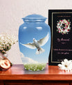 Classic Dove Urn for Ashes, Large Aluminium Urn Container.