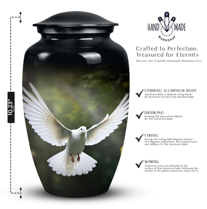 Classic Dove Urn in Aluminium.