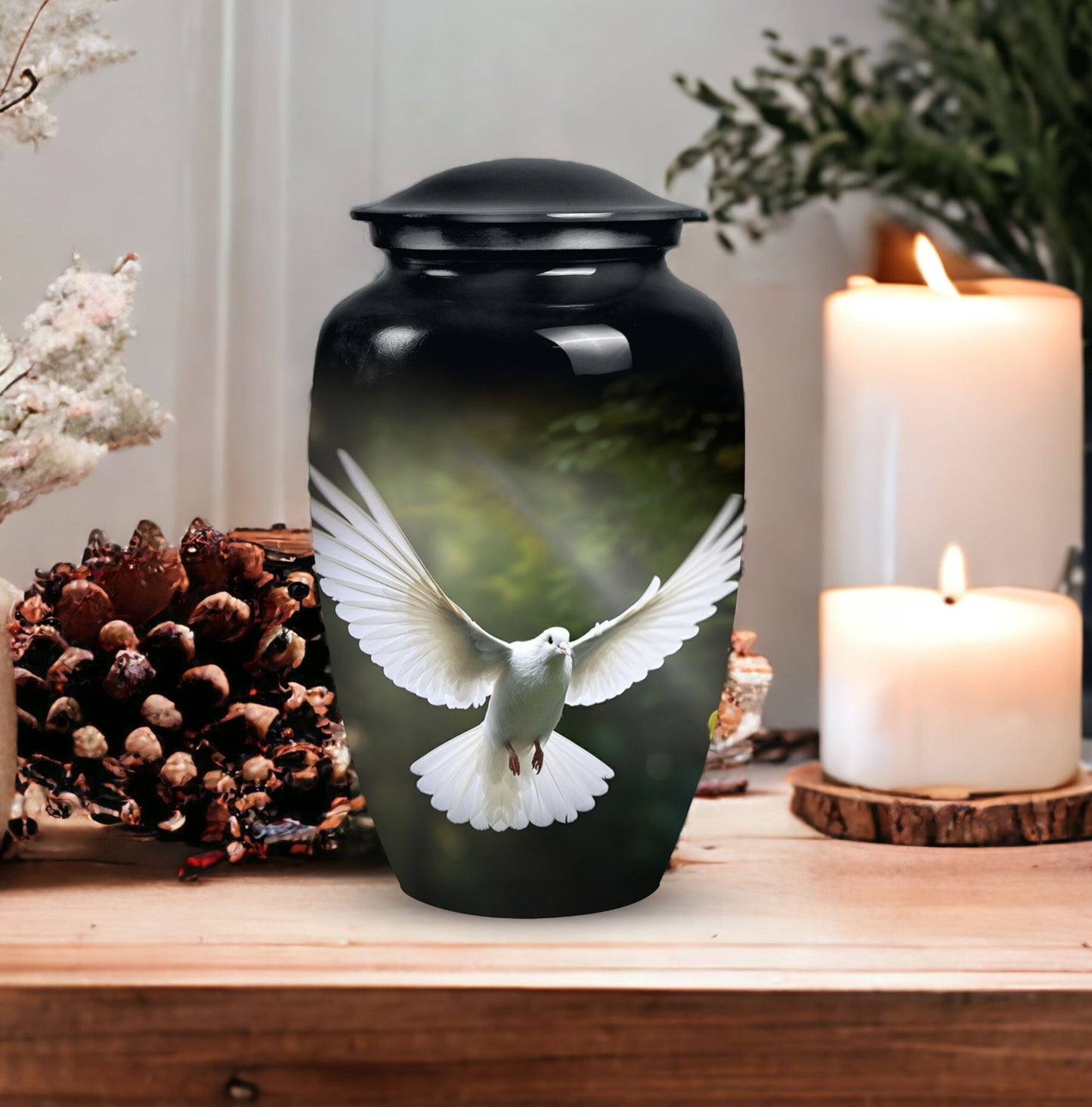 Classic Dove Urn in Aluminium.