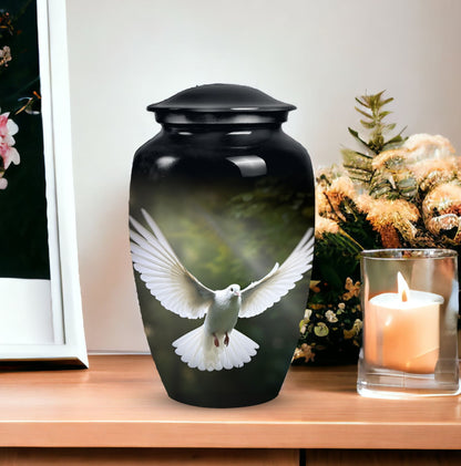 Classic Dove Urn in Aluminium.
